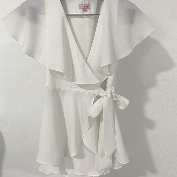 Pink Lily Ruffle Wrap Romper - Picture 2 of 6